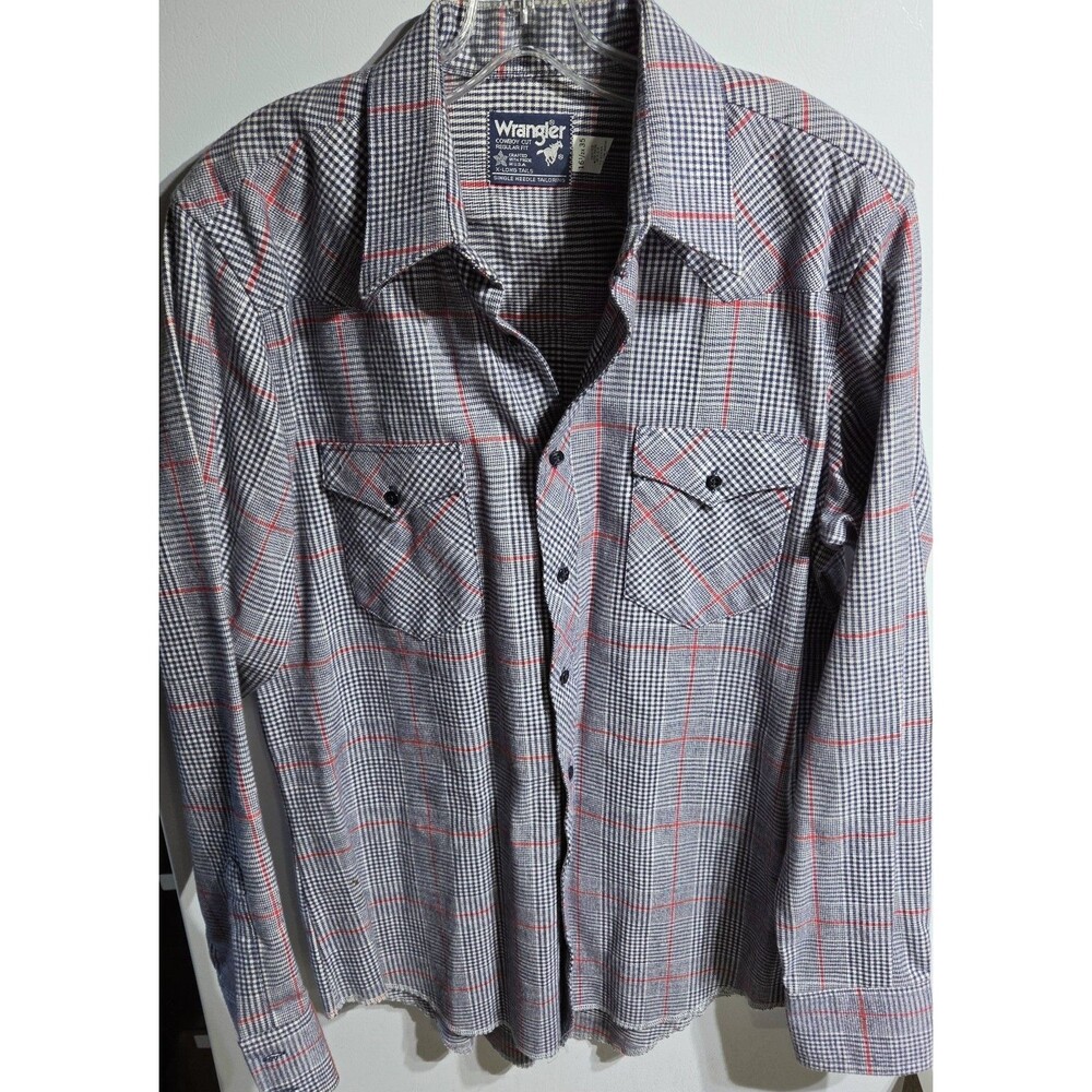 Vintage Wrangler Mens Cowboy Cut X Long Tails Twill Shirt Large 16.5-35